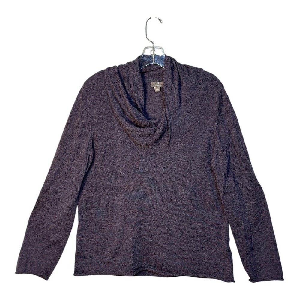 J Jill Sweater Italian Merino Wool Cowl Neck Long Sleeve Winter Casual Purple XL